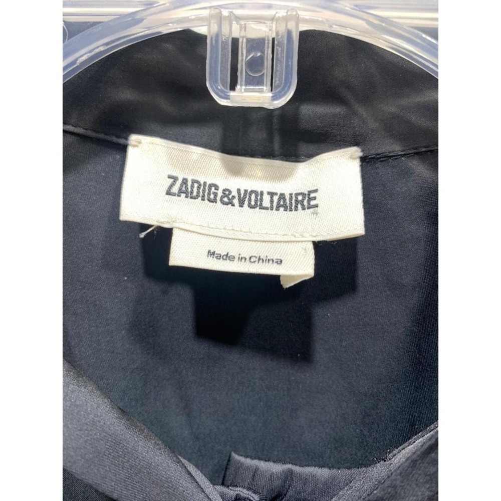 Zadig & Voltaire Touch Satin Bow Blouse Shirt‎ M Black Long Sleeve career - Picture 2 of 6